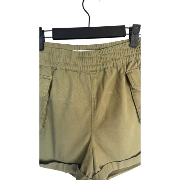 Miss Selfridge Size 6 Olive Green Cotton High-Waisted Shorts Pockets Casual - Picture 6 of 13